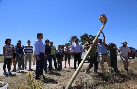 Imagen Grefa coloca 120 postes con caja en Aldea Real y Escalona del Prado para el control biológico del topillo